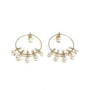 Sparkle in Style with Handcrafted 14kt Diamond Pearl Hoops | Shop Now!