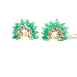 Sparkle with Style: 18kt Emerald Diamond Polki Studs | Designer Natural Gems”.