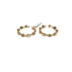 Sparkle with Glamour: 18kt Polki Tanzanite Hoops – Shine on with our Luxurious Gems!