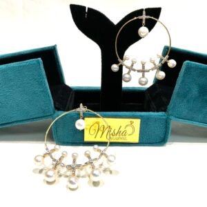 Sparkle in Style with Handcrafted 14kt Diamond Pearl Hoops | Shop Now!