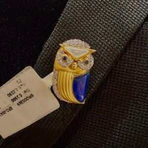 14Kt Diamond Owl Brooch | 0.51ct Diamonds & 1.82ct Stone | Designer Gold Pin