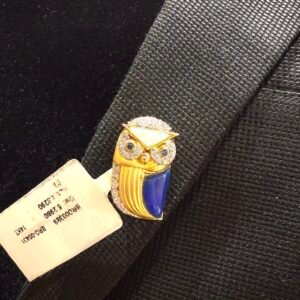 14Kt Diamond Owl Brooch | 0.51ct Diamonds & 1.82ct Stone | Designer Gold Pin