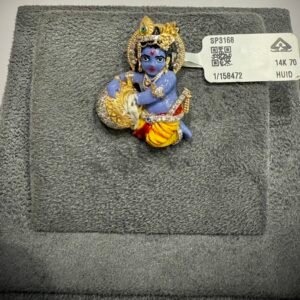 14Kt Krishna Ji Diamond Pendant | .67ct Diamonds | Devotional Gold Jewelry